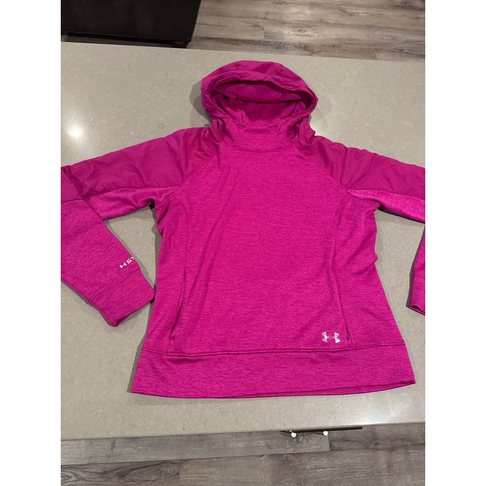 Under Armour ColdGear Fitted Hoodie Women's‎ Small Magenta Pullover Long Sleeve